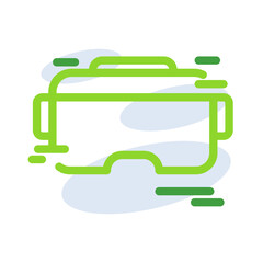 VR googles technology icon with green outline style. Concept, digital, data, abstract, network, internet, tech. Vector Illustration