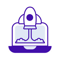 Startup technology icon collection with purple outline style. Concept, digital, data, abstract, network, internet, tech. Vector Illustration