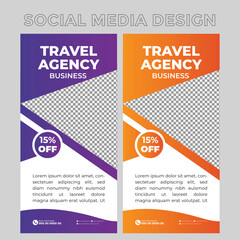 Travel Roll Up Banner Signage Design Template 