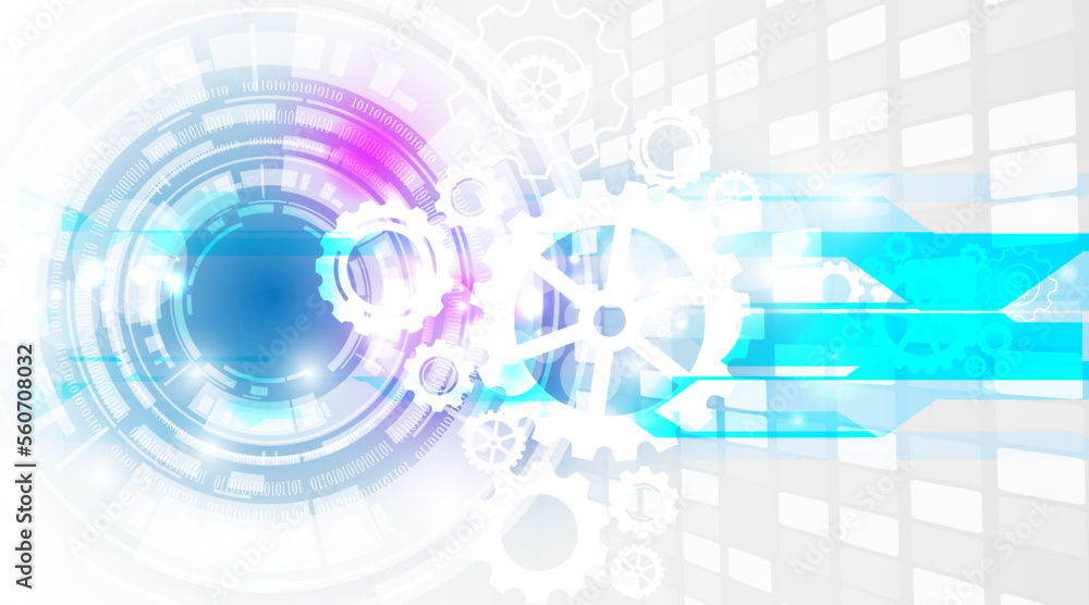 Poster abstract background image, mechanism cog concept of technology and communication network of modern w