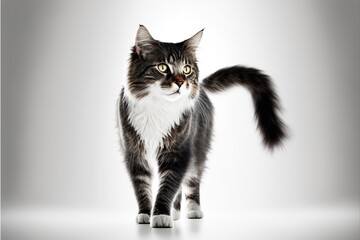 cat on white background, full body with free space, Made by AI,Artificial intelligence
