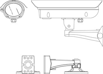 cctv illustration vector sketches of various models of various sides