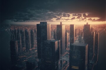 Fototapeta premium Digital illustration about technology and house.