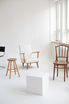 Photo studio interior with chairs
