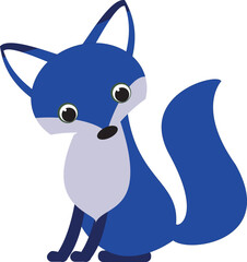 Fox in the style of flat blue. Vector file for designs.