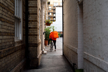 Food delivery guy service on the bike