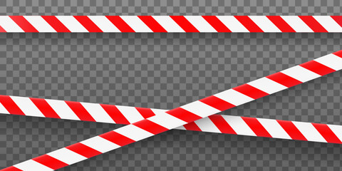 Warning barrier red and white tape with shadow on a transparent background