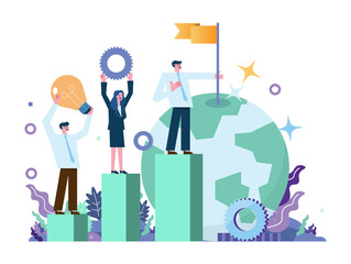 Business team building company to global business. Business leadership. Flat illustration vector design