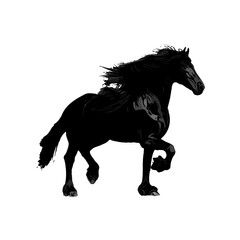 black and white sketch of a horse with a transparent background