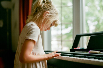 A girl playing the piano