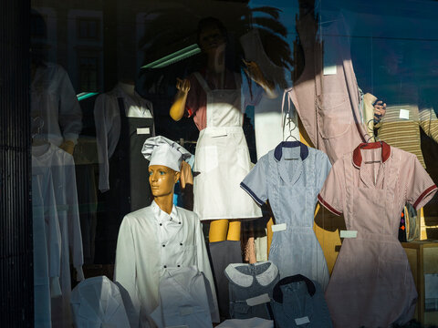 Showcase with mannequins