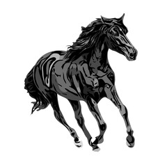 black and white sketch of a horse with a transparent background