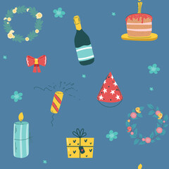 colorful birthday seamless pattern perfect for gift wrap, gift bag and etc,