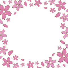 金縁の桜が舞うフレーム　正方形　ピンク