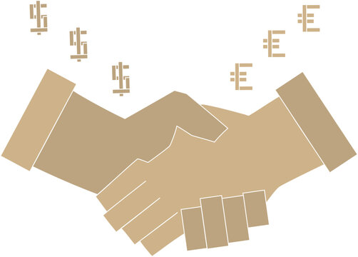 Handshake of male hands.  Successful businessman.  Minecraft