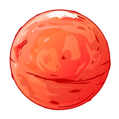 One full planet Mars with Valles Marineris, Olympus Mons, Martian polar ice cap and glacier, space exploration and colonize illustration, isolated