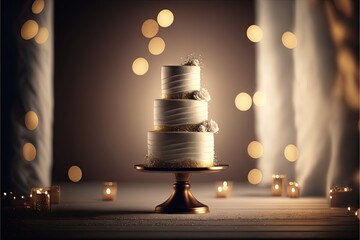 Elegant layered wedding cake. Generative AI