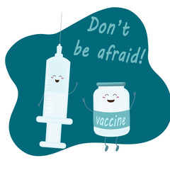 don't be afraid of vaccination banner with cute faces