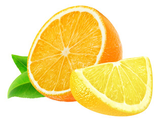 Pieces of lemon and orange fruits cut out