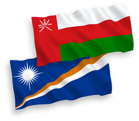Flags of Sultanate of Oman and Republic of the Marshall Islands on a white background