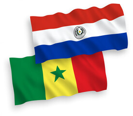 Flags of Republic of Senegal and Paraguay on a white background