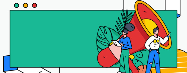 Notice bulletin vector creative flat hand drawn illustration
