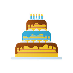 Birthday cake with candles. Isolated on white background. Vector illustration.