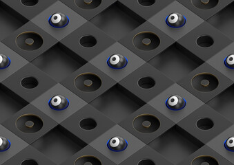 Wall pattern with eyes.