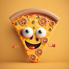 Cute Cartoon Pizza Character (Generative AI)