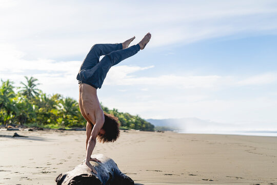 Man jumping on the beach