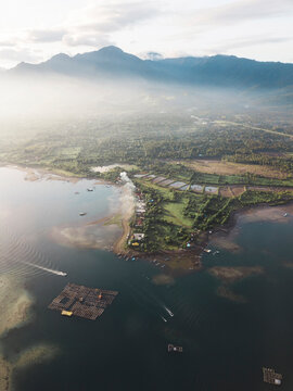 Aerial view of the coast of a tropical island