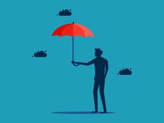 Businessman holding an umbrella. business protection concept vector