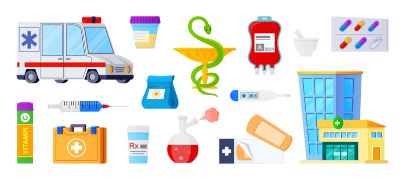 Medicine and health care - modern flat design style set of isolated images