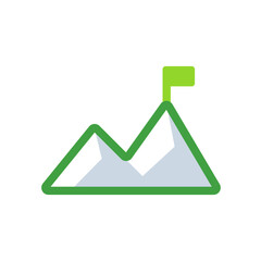 Achievement business icon with green duotone style. Success, goal, leadership, concept, target, challenge, growth. Vector illustration