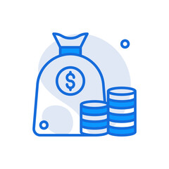 Capital business icon with blue duotone style. Credit, loan, profit, currency, income, marketing, banking. Vector illustration