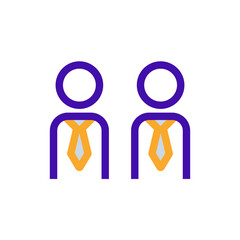 Team business icon with purple and orange duotone style. Cooperation, friendship, collaboration, corporate, manager, community, connection. Vector illustration