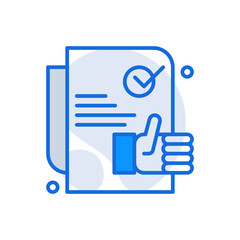 Agreement business icon with blue duotone style. Partnership, cooperation, teamwork, finance, isolated, contract, shake. Vector illustration