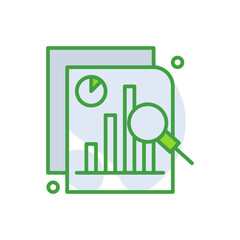 Financial Analytics business icon with green duotone style. Graph, diagram, finance, information, growth, analysis, financial. Vector illustration