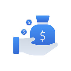 Income business icon with blue duotone style. Financial, dollar, sign, set, line, loan, wealth. Vector illustration