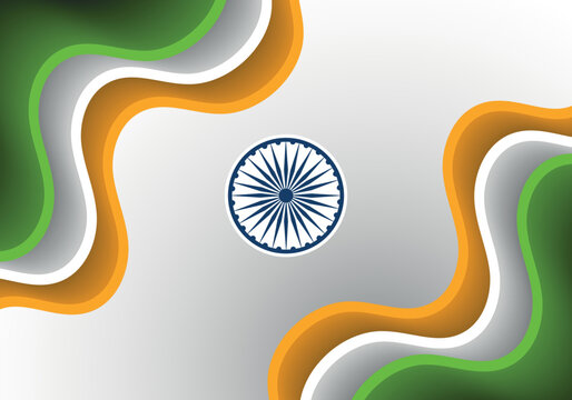 Indian Flag background with Asoka wheel on white background.