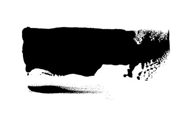 Abstract cream stroke of white paint. Raw thick white color dye imprint. Isolated on black...