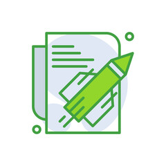 Project Launch business icon with green duotone style. Strategy, bulb, up, new, spaceship, web, set. Vector illustration