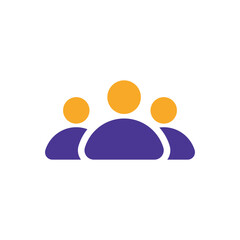 Team business icon with purple and orange duotone style. Group, work, meeting, human, leader, communication, social. Vector illustration