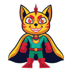 Happy Superhero Cat Mascot with Standing Pose