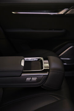 Closeup details of the interior of a new electric energy vehicle