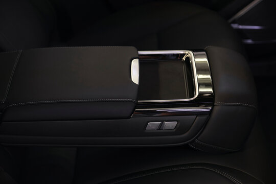 Closeup details of the interior of a new electric energy vehicle