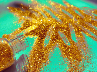 Vibrant golden shiny Christmas tree.