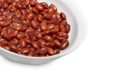 Red kidney beans in a dish in perspective isolated on a transparent background