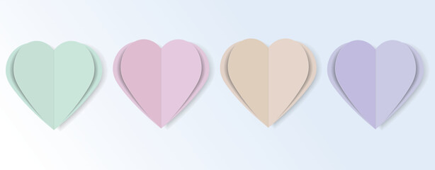 Decorative colorful paper hearts for birthday ,valentines day,wedding.Set of 3d Paper heart for Valentines day.
