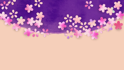 水彩の桜の花びらの和風デザインの背景バナーテンプレート